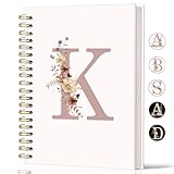 Lacama Pink Wildflower Initial Letter K Notebook Journal, Aesthetic Personalized Spiral Notebook, Customized Monogrammed Gifts, Birthday Gifts for Women, School Supplies， Office Supplies 5.5x8.3