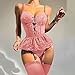 Plus Size Lingerie for Curvy Women Tummy Control Crisscross Lace Up Hollow Out Nightgowns with Grater Fashion Funny Bodysuits,Pink,X-Large