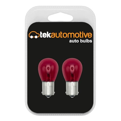 Tek Automotive 382 Red Brake Light Bulbs, Tail Light Bulb, 382R 12V 21W BA15S Car Bulbs - Twin Pack