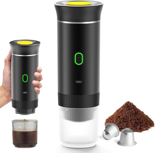Multi-Functional Portable Coffee Maker - 3-in-1 USB Rechargeable Device for Home, Office, Vehicle & Camping - Compatible with Ground Coffee & Pods
