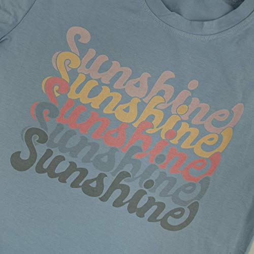 INFITTY Womens Funny Sunshine Letters Print T Shirts Summer Casual Loose Tops Short Sleeve Shirts Cute Graphic Tees Blue Medium