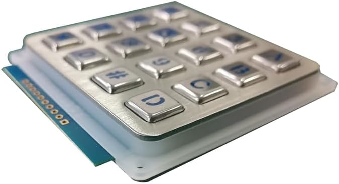 16 Keys Matrix Interface Mini Compact Panel Mount Metal Keypad for Password Unlock Door System(L2-Non-Backlight)