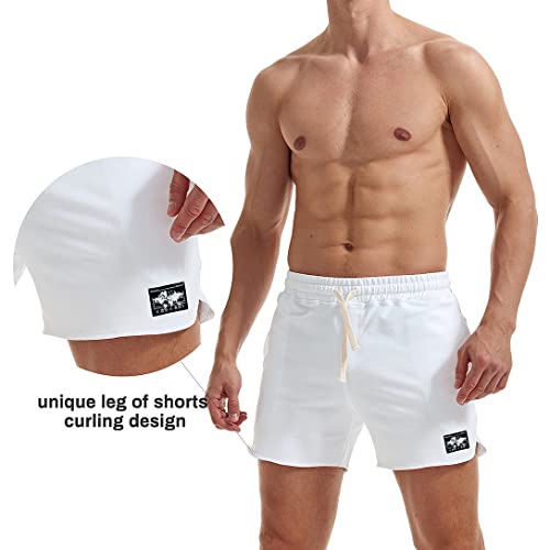 Aimpact Workout Shorts For Mens Bodybuilding 5 Inch Inseam Gym Shorts Sexy (White M) #TOP4