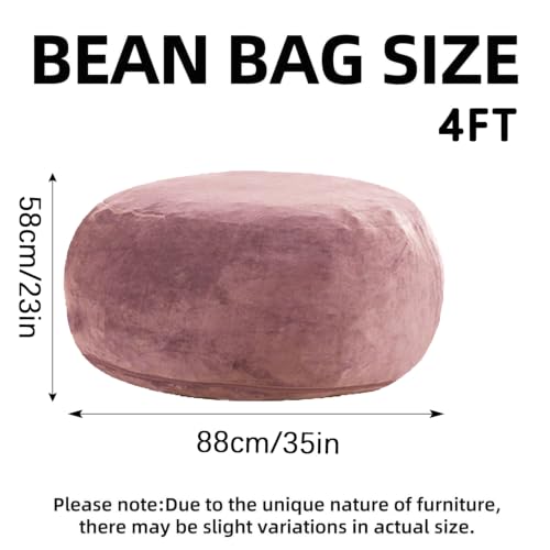 Image of 4FT,Bean Bag Chairs for Adults,Bean Bag with Filler Included,Memory Foam Chair,Soft Flannel Washable Cover, Ideal Reading Chair for Bedroom and Dormitory. (Pink, 4 Foot)