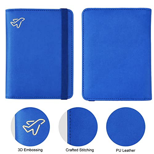 Image of WALNEW Passport Holder for Travel, RFID Passport Cover Wallet for Women Men, PU Leather Passport Book Card Holder Case with Pen, Travelling Essentials for Flying
