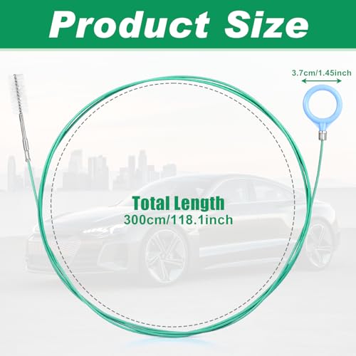 Auto Sunroof Drain Cleaning Tool, Long Pipe Cleaner for Car,Flexible Tube Cleaning Brush with 2Pcs 7.9inch Cleaning Brush Skinny Pipe Drain Dredge Cleaning Tool for Car Sunroof Wiper Drain Hole - Image 3