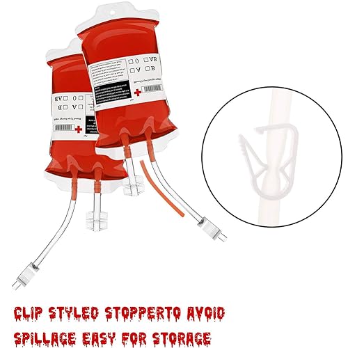 Halloween Blutbeutel,4 Stück Halloween Trinkgefäß Blutbeutel,Halloween Infusionsbeutel Blutbeutel,350 ml Halloween Blutbeutel,Halloween Party Dekoration,Perfekt für Halloween Zombie,Dekoration,Cosplay