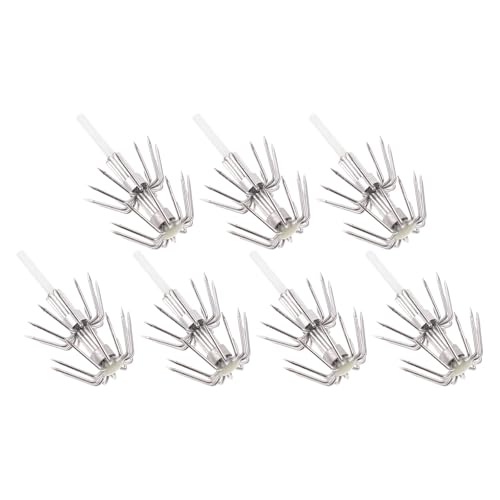 FOMIYES Anzuelos Doble Capa de Acero Inoxidable para Pesca de Calamar 7 Piezas Resistentes para Pesca Mar y Nocturna