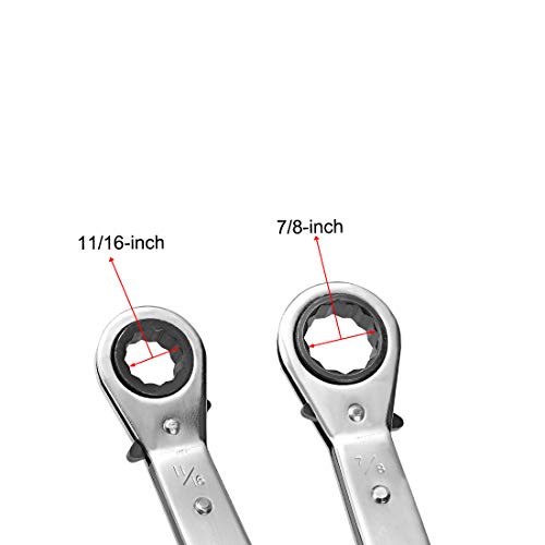 Uxcell Reversible Ratcheting Wrench, 11/16-Inch X 7/8-Inch Offset Double Box End, Cr-V #TOP2