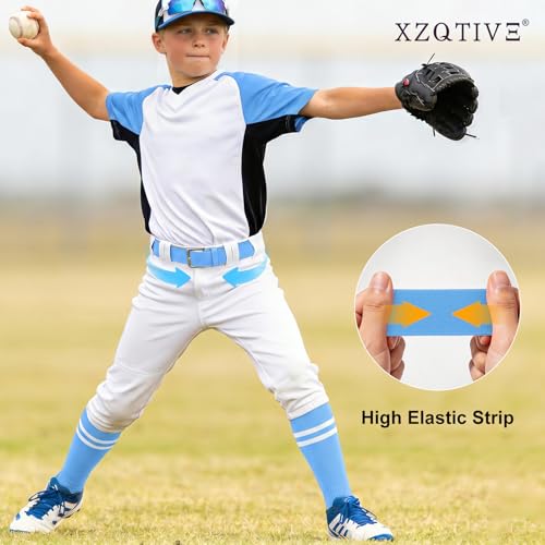 Image of XZQTIVE Baseball Softball Socks and Belt Combo Set Adjustable Softball Socks and Elastic Belt for Kids Youth Adult