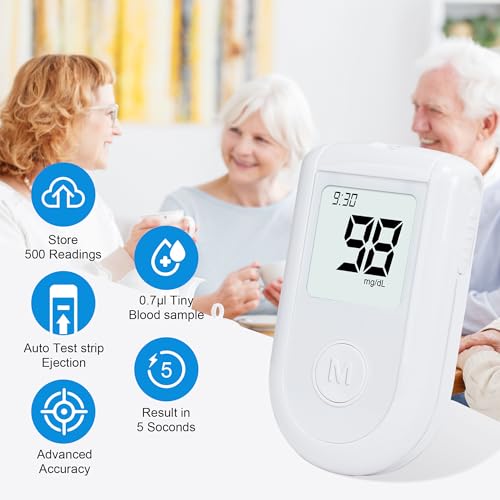 Blood Glucose Monitor Kit - No Coding Glucose Meter with 50 Strips & 50 Lancets, Pain-Free Diabetic Test Kit for Home Use - Accurate Blood Sugar Testing for Adults & Seniors