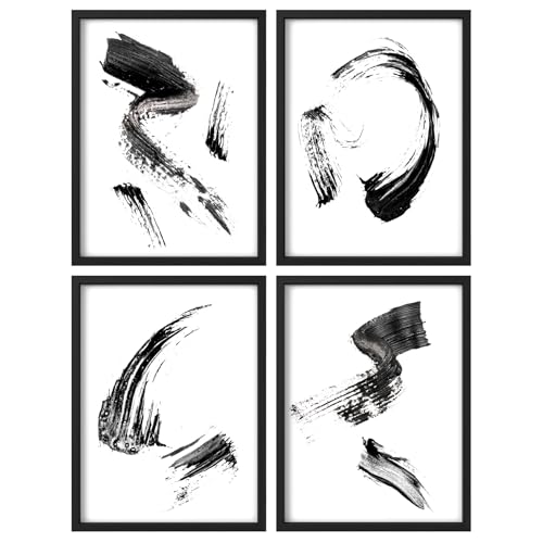 Framed Wall Art Collage Print Gallery Set, Grunge Ink Brush