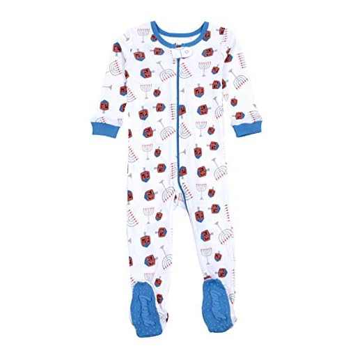Leveret Kids & Toddler Footed Pajamas Boys Girls 100% Cotton Menorah (Size 3-6 Months)