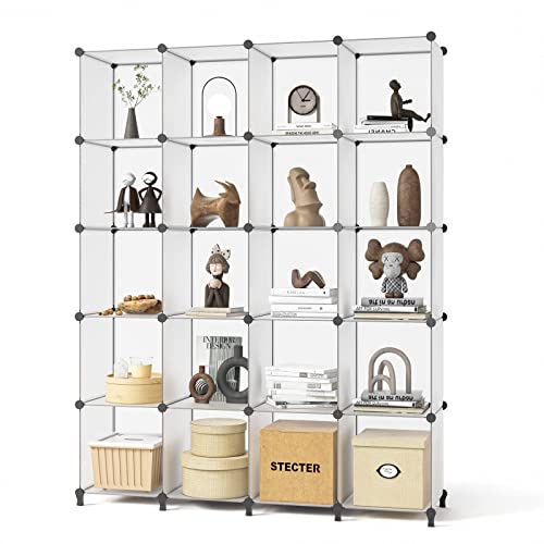 Gimtrr 20 Cubby Bookcase, Cube Plastic Storage Organizer, Semitransparent Stackable Modular, Cubbies Clothes Shelves, Kids Bookshelf, Closet Organization Shelf For Bedroom, Office, Bathroom #TOP16