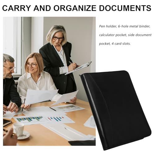 Carpeta de negocios A5 negra para oficina y reuniones de negocios con organizador de PU 5