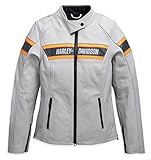 Eine Reißverschluss-Innentasche mit Media-Port. Bedruckte Lederstreifen. Bedruckte Grafiken.