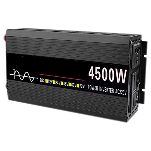 XIAOWANG Car Power Inverter 3000W/4000W/4500W Pure Sine Wave Inverter DC 12V/24V/48V/60V to AC 220V Car Power Converter with AC Outlets and LED Display, for RV Truck,4500w,12v to 220v