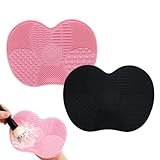 DOKRIN Dispositivos y cepillos de limpieza facial,2 almohadillas de silicona con ventosa para limpiar brochas de maquillaje