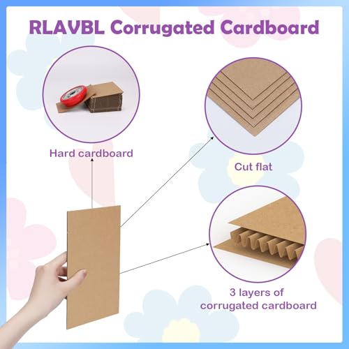 Image of RLAVBL 200 Pack 5x7 Corrugated Cardboard Sheets, Flat Cardboard Inserts for Shipping, Mailing, Packing, DIY Crafts