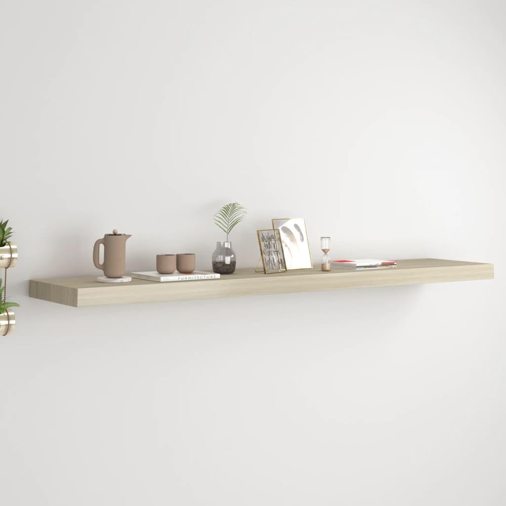 Mensola a Scomparsa, Scaffale Sospeso in MDF Effetto Rovere con Struttura Metallica, Design Moderno a Nido d'Ape per Soggiorno o Camera, 120 x 23.5 x 3.8 cm
