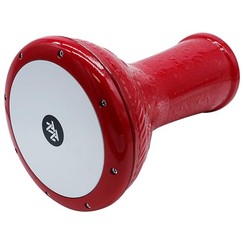 The 17'' Wave Zaza Percussion Egyptian Style Darbuka Doumbek (Totally Engraved Red)
