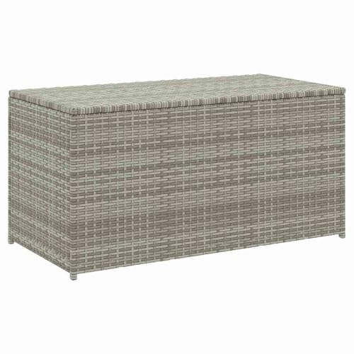 vidaXL Boîte de Rangement de Jardin Coffre de Rangement Banc de Stockage Patio Terrasse Extérieur Résine Tressée 100x50x50 cm Gris