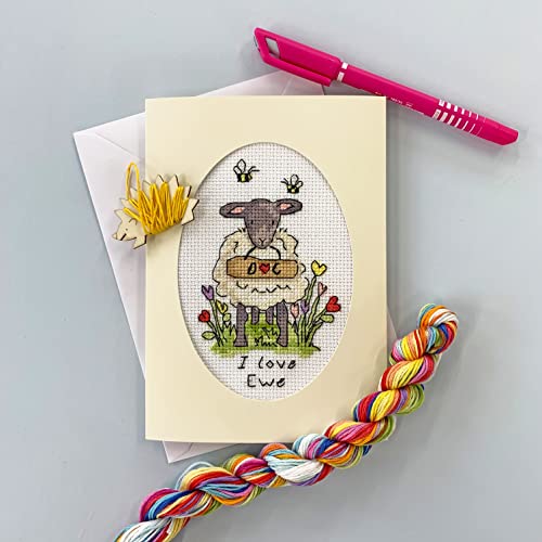 Bothy Threads The Home of Happy Stitching Counted Cross Stitch Kit - I Love Ewe, Clear,White, 1, (XGC40) - Image 2