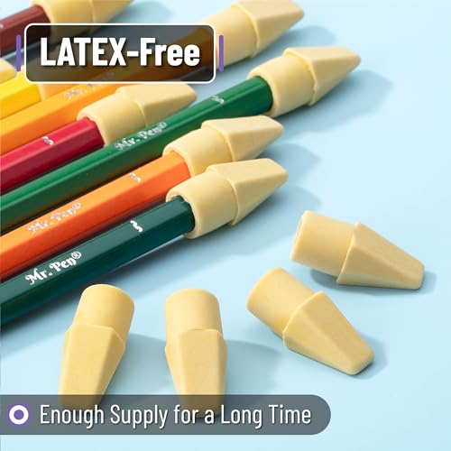 Image of Mr. Pen- Pencil Eraser Toppers, 120 Pack, Yellow, Cap Erasers | Pencil Top Erasers, Eraser Caps, Tops for Pencils