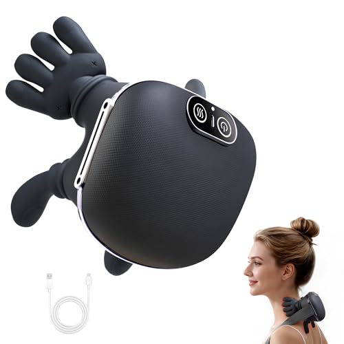 Shiatsu Masseur Cervicales et Cou Chauffant - yorraka 3 Niveaux de Massage & 2 Niveaux de Température Appareil Massage avec Chaleur - Rechargeable USB-C Main Massante...