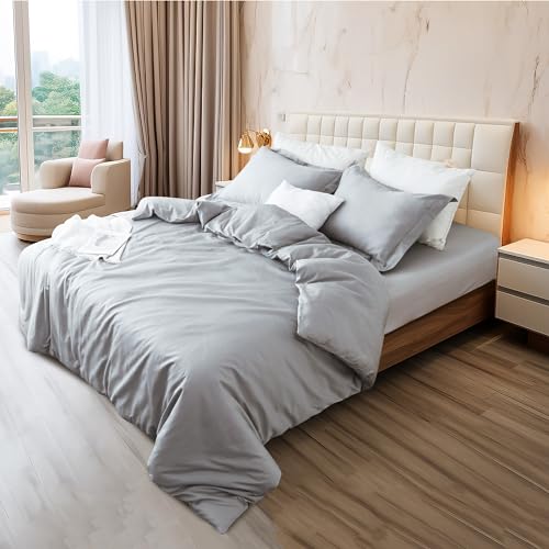 Conjunto de capa de edredom cinza tamanho queen 100% algodão egípcio 3 peças conjunto de cama para c