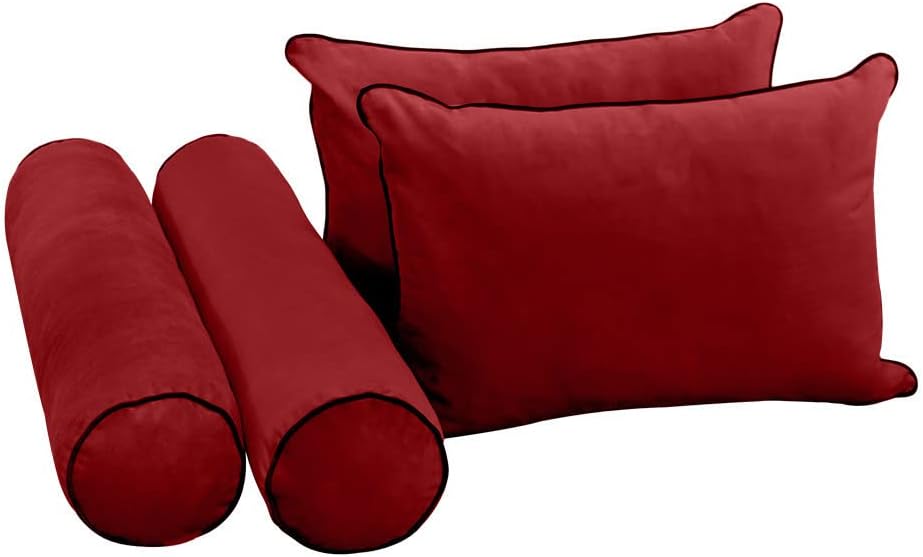 Prolinemax Style V4 Full Size Contrast Pipe Velvet Indoor Daybed Mattress Bolster Pillow Complete Set AD369