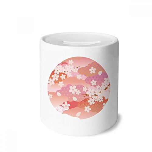 Tirelire céramique fleurs de cerisier rose, cadeau idéal d'anniversaire enfants