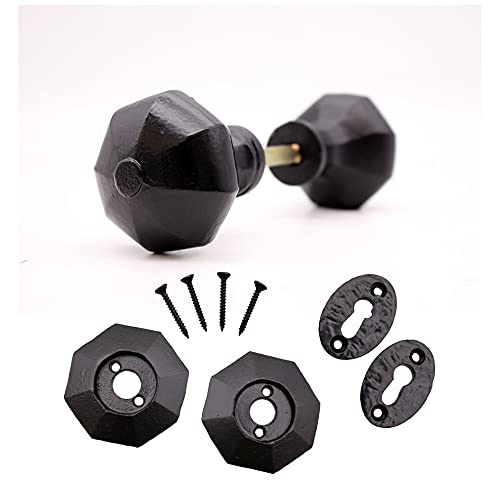EAI Octagonal Mortice Rim Knob Set | 156mm / 6.6 Inches | Black Antique
