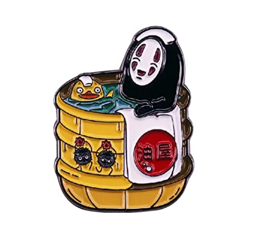 No Face Kanonashi Soot Sprites Emaille Pin Mode Accessoire für Hüte, Taschen, Kleider, Hemden, Rucksäcke, Kleidung, Geschenke, Emaille-Brosche, Anstecknadel für Herren, Damen, Kis, Legierter Stahl Cover