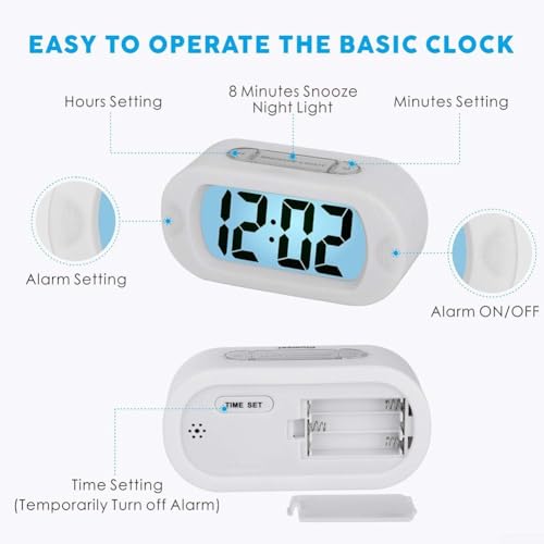 Reloj despertador portátil de viaje con luz nocturna y protección para campamentos y hoteles 4