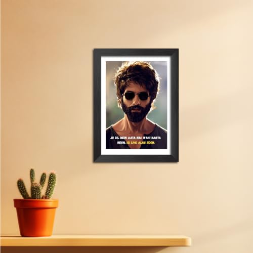 Image of TenorArts Kabir Singh Quotes Poster Bollywood Movie Vector Art Vector Art Posters Photo Framed Painting With Black Wooden Textures (12inches x 9inches)