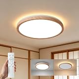 Aebplyer LEDシーリングライト ~10畳 36w 3960LM 調光調色 リモコン付き 省エネ 上下発光 背面発光 昼光色 電球色 極薄型 節電15分/30分タイマー 天井照明器具 おしゃれ 蛍光灯インテリア照明 簡単取り付け 和室/洋室/寝室/玄関/洗面所/リビング/キッチンダイニング 木目 40cm