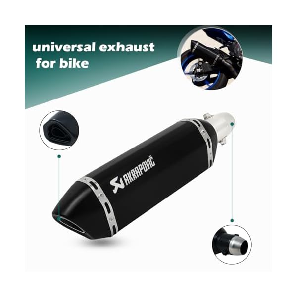 Vagary New Akraphovic Exhaust/Silencer Wtih Inbilt DB Killer for KTM, Kawasaki, Honda,TVS, Bajaj & Universal for bikes (BLACK)