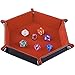 Produktbild SIQUK Würfelteller, Klapp Hexagon PU Leder und Orange Velvet Dice Halter für Dungeons and Dragons RPG Würfel Gaming D & D und andere Tischspiele