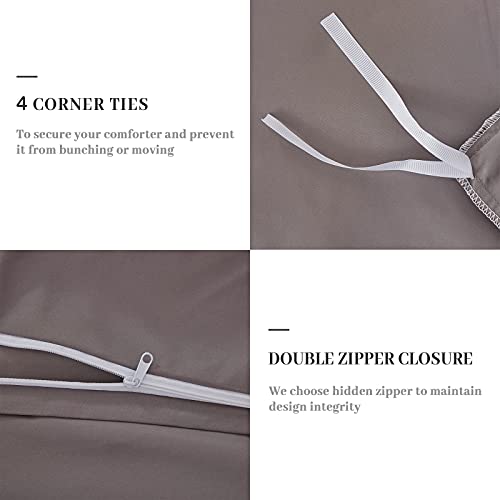 Sunstyle Home Pinch Pleated Duvet Cover Gray 3 Pieces Duvet Covers King Size Soft Microfiber Luxury Duvet Cover With Zipper Closure & Corner Ties For All Season(1 Duvet Cover, 2 Pillow Shams) #TOP5