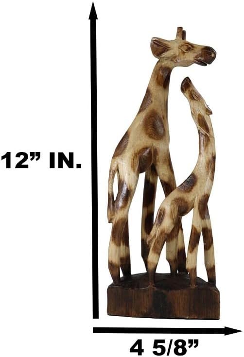 Miniatura 3 de Ebros Gift Balikraft - Figura decorativa de madera tallada a mano, hecha a mano, artesanos, safari, jirafa, madre y ternero, escultura de madera