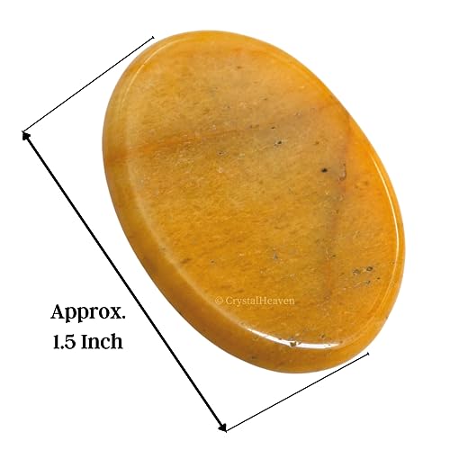 Image of Certified Yellow Jasper Crystal Thumb Worry Pebbles Stones for Anxiety Stress Relief Massage - AAA Grade Original Healing Gemstone Agate Rubbing Stone for Yoga Meditation Spiritual Reiki Feng Shui