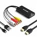 RCA to HDMI Converter, RuiPuo Composite to HDMI Adapter Support 1080P, PAL/NTSC Compatible with WII, WII U, PS one, PS2, PS3, STB, Xbox, VHS, VCR, Blue-Ray DVD Players (RCA to HDMI Converter)