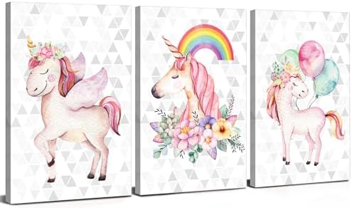 Unicorn Wall Art Unicorn Room Decor for Girls Bedroom Colorful Ra...