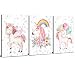 YOOOAHU Unicorn Wall Art for Girls Room 3 Pieces Cute Unicorns Wall Decor Pictures Home Decoration Rainbow Balloon Framed Canvas Print Painting Nursery Kid's Bedroom Bathroom Gifts 3Pcs 12x16 Inch