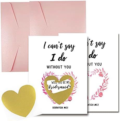 ZCMY I Can't Say Do Without You- Bridal Party Proposal Wedding Card,Bridesmaid Request,Bridesmaid Gifts for Wedding,Present from Bride card(2 cards + 2 hearts Scratch Off Stickers), 6.3x4.5Inch