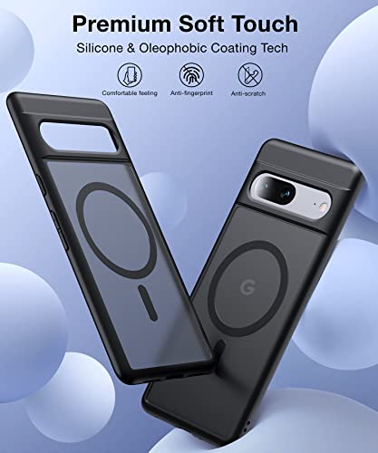 Image of Magnetic for Google Pixel 7 Case [Compatible with MagSafe][Anti-Fingerprint][Slim Fit][Military Shockproof] Translucent Matte Hard Back Pixel 7 5G Phone Cover 6.3 inch, Black