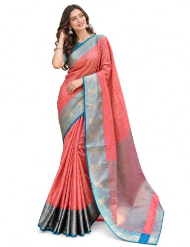 Image of Womens Festive Special Banarasi Silk Saree with Blouse Piece | Shubho Pujo | Navaratri | Wedding