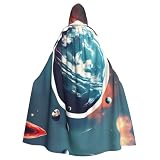 Capa unisex con capucha de Halloween para adultos, planeta espacial, tierra, capa de disfraz para cosplay, fiestas y eventos temáticos