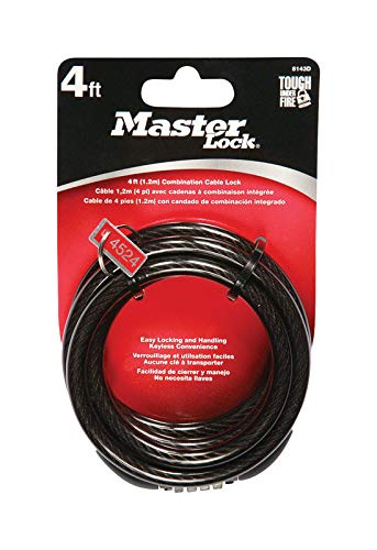 Master Lock 8143D Samodzielnie zwijająca się blokada kablowa, 1,5 m x 5/16 cala, czarna